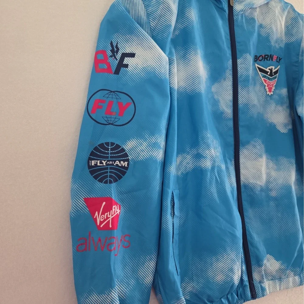 Born Fly Windbreaker Jacket Youth L 14/16 Multicolor Graphic Streetwear Y2K